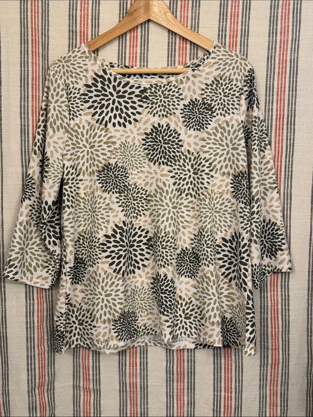 Women’s Olive & Black Floral Burst Long Sleeve Top